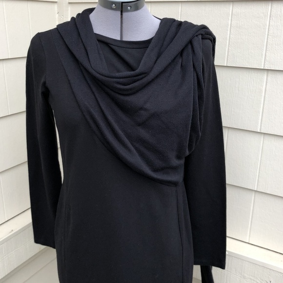 Kai-Aakmann Black Draped Mini Dress Tunic Size M - Picture 2 of 8